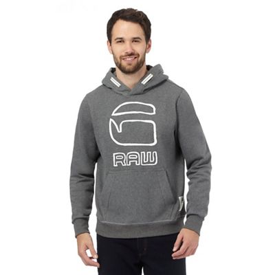 Grey logo print hoodie